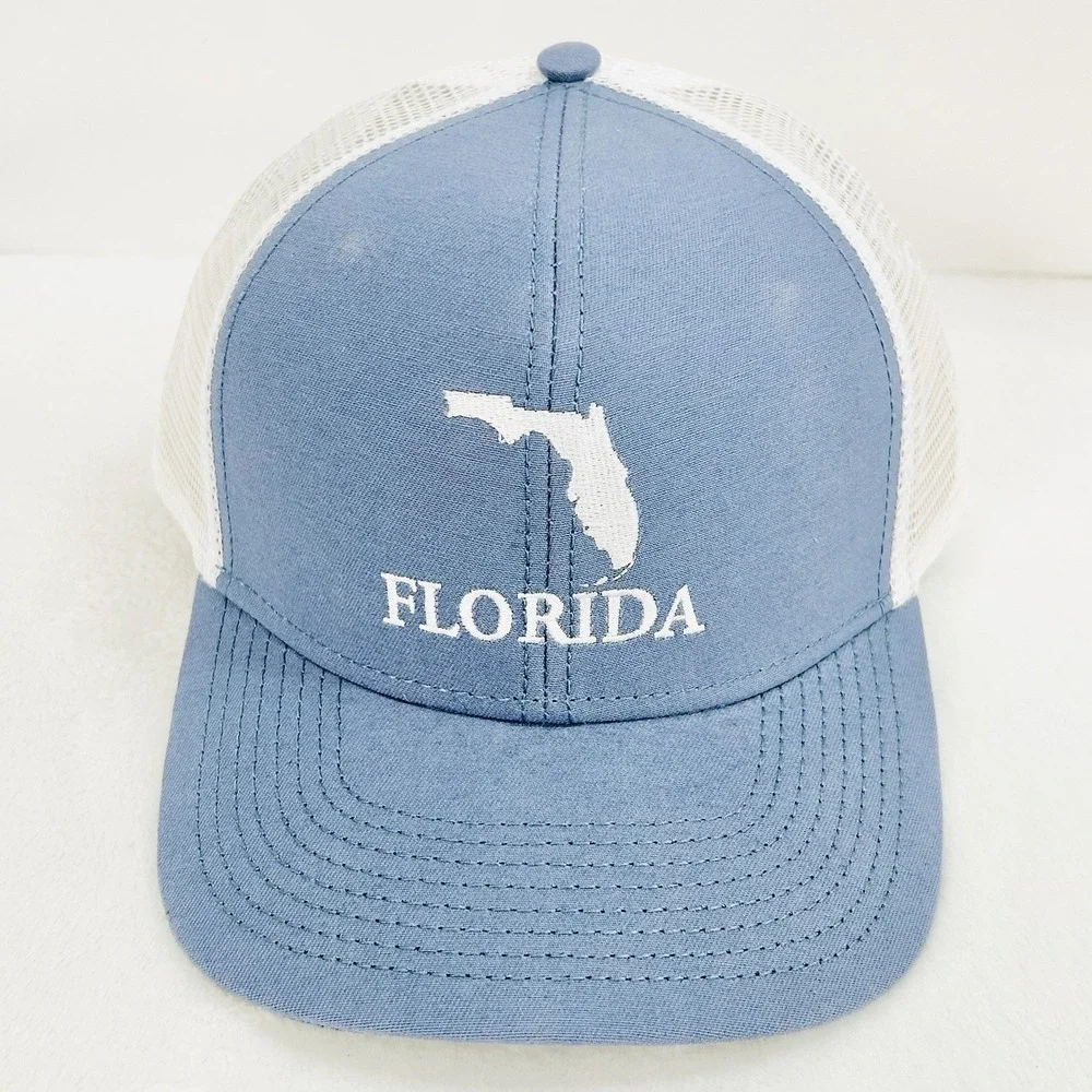 The State‎ Company Florida Script Trucker Hat Cap Adjustable Snapback Light Blue